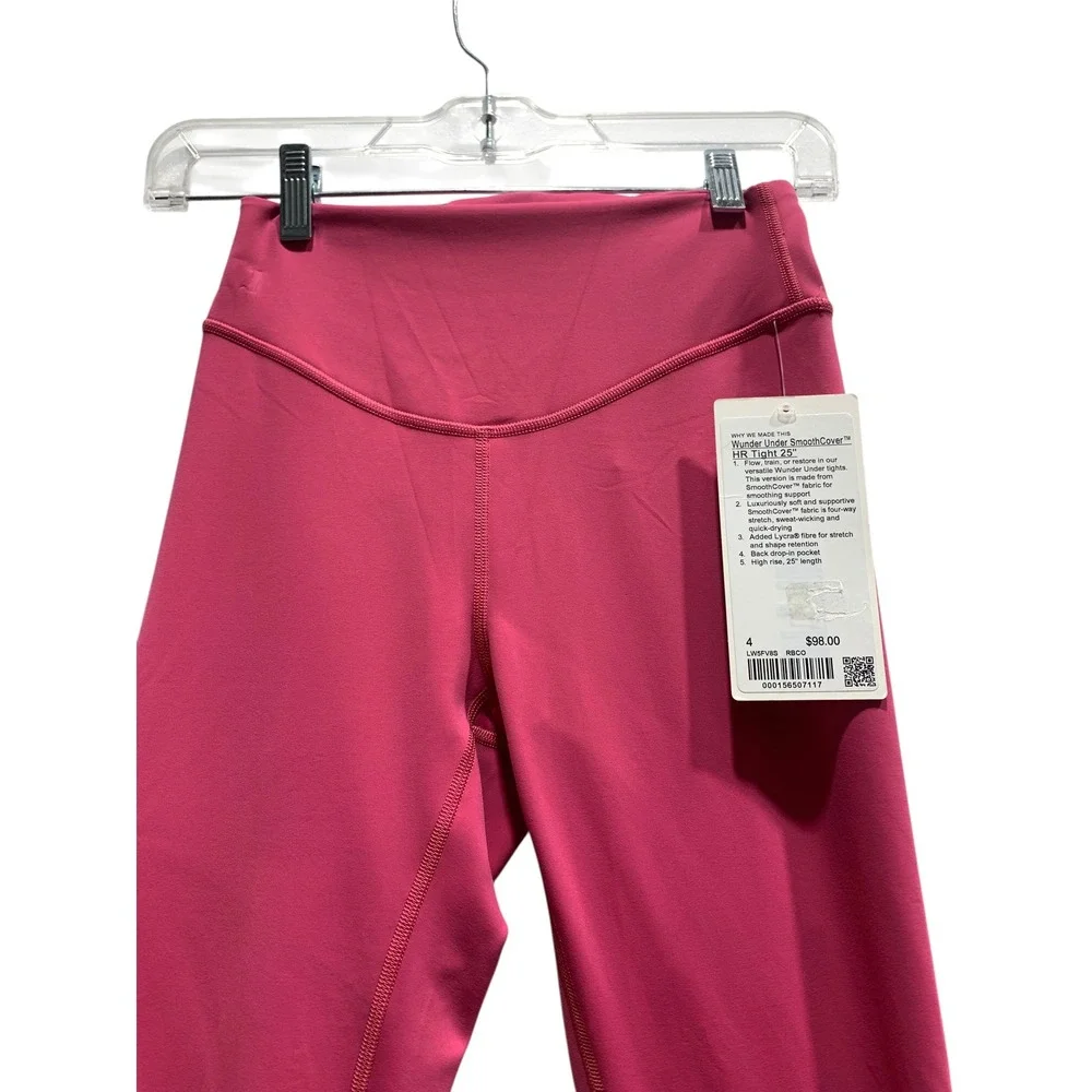 Lululemon Wunder Under SmoothCover HR‎ Tight 25 Rose Blush Pink LW5FV8S Size 4
